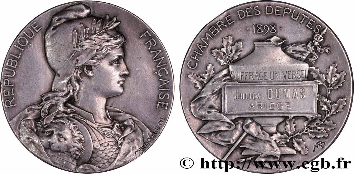 TROISIÈME RÉPUBLIQUE Médaille parlementaire, VIIe législature, Julien Dumas TTB