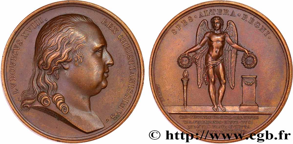 LOUIS XVIII Médaille, Mariage du duc de Berry TTB+