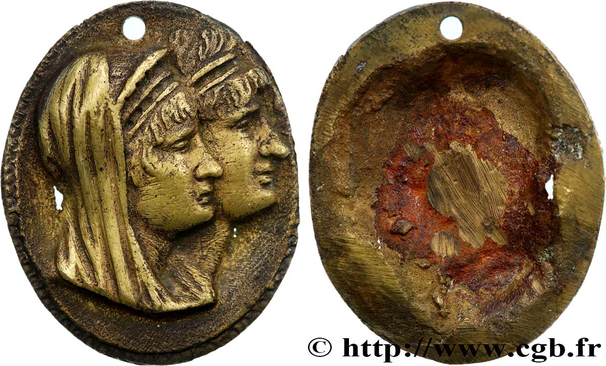 ART, PEINTURE ET SCULPTURE Médaille, Couple antique, tirage uniface TTB