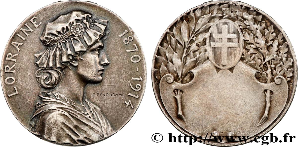 TROISIÈME RÉPUBLIQUE Médaille, Lorraine, 1870-1914 TTB