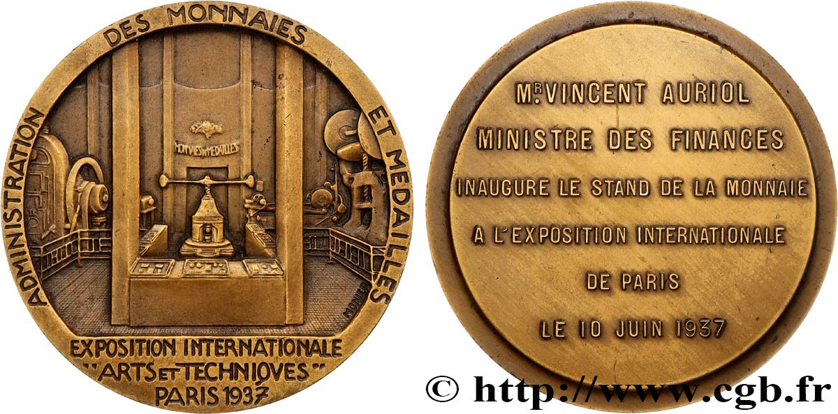 EXPOSITION UNIVERSELLE DE 1937 Médaille, Exposition Internationale  Arts et Techniques  SUP