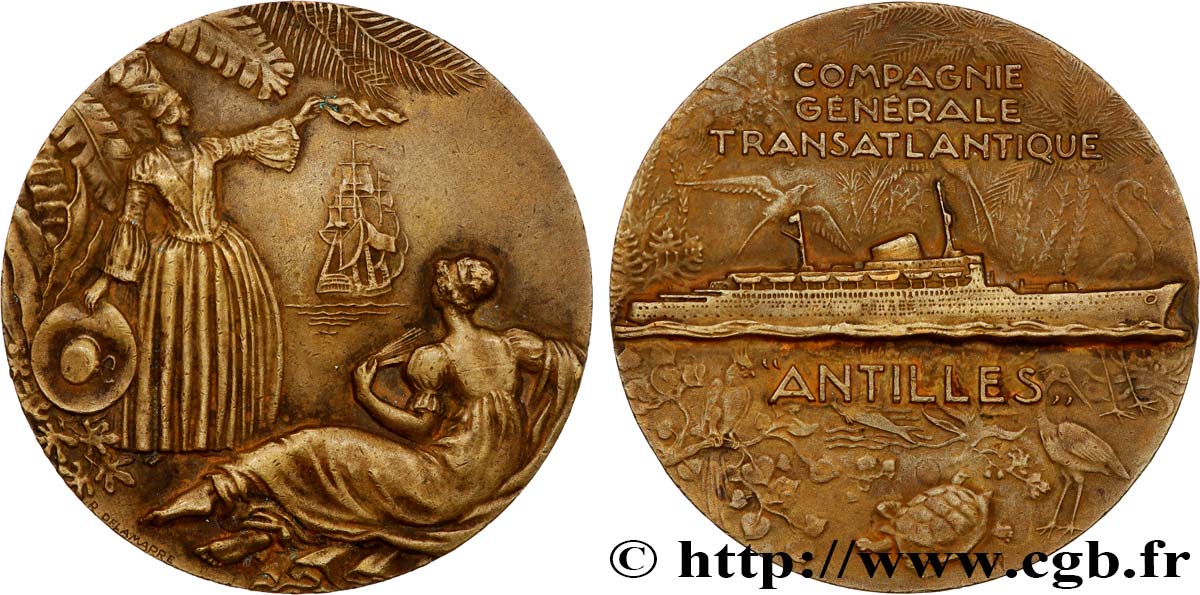 TROISIÈME RÉPUBLIQUE Médaille, Paquebot Antilles TTB+