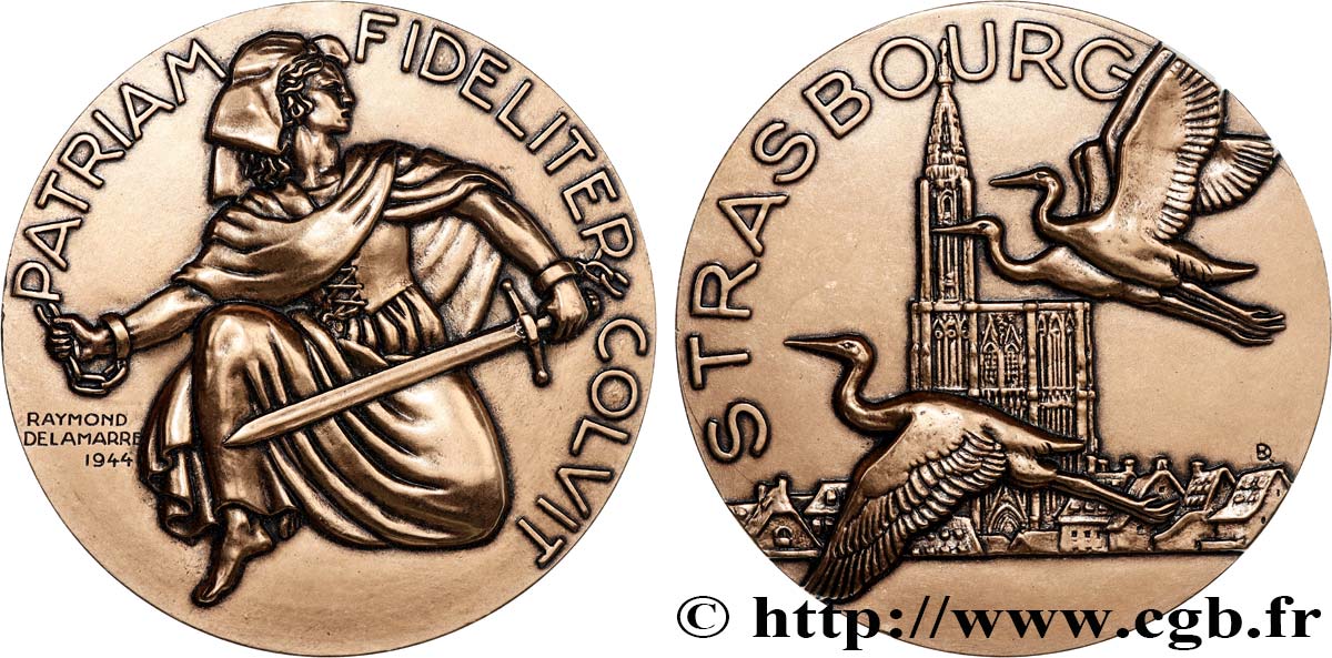 GOUVERNEMENT PROVISOIRE DE LA RÉPUBLIQUE FRANÇAISE Médaille de la ville de Strasbourg - Alsace libérée, refrappe SUP