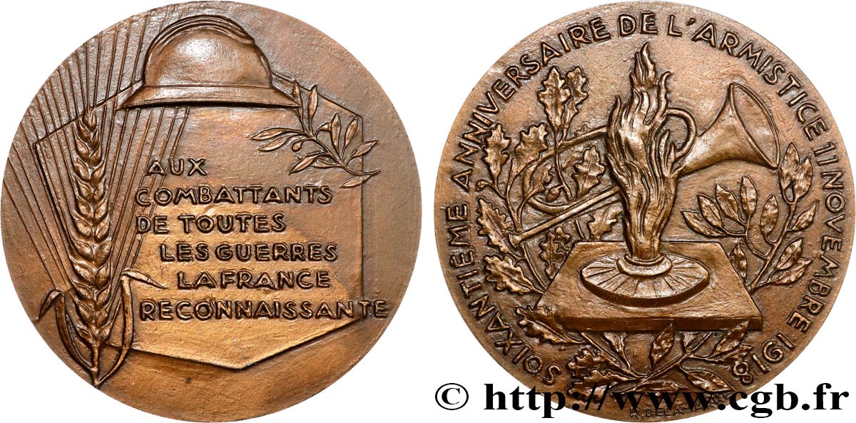 FUNFTE FRANZOSISCHE REPUBLIK Médaille, Soixantième anniversaire de l’armistice VZ
