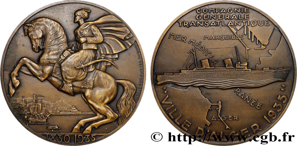 TROISIÈME RÉPUBLIQUE Médaille, Mise en service du “Ville d’Alger” SUP