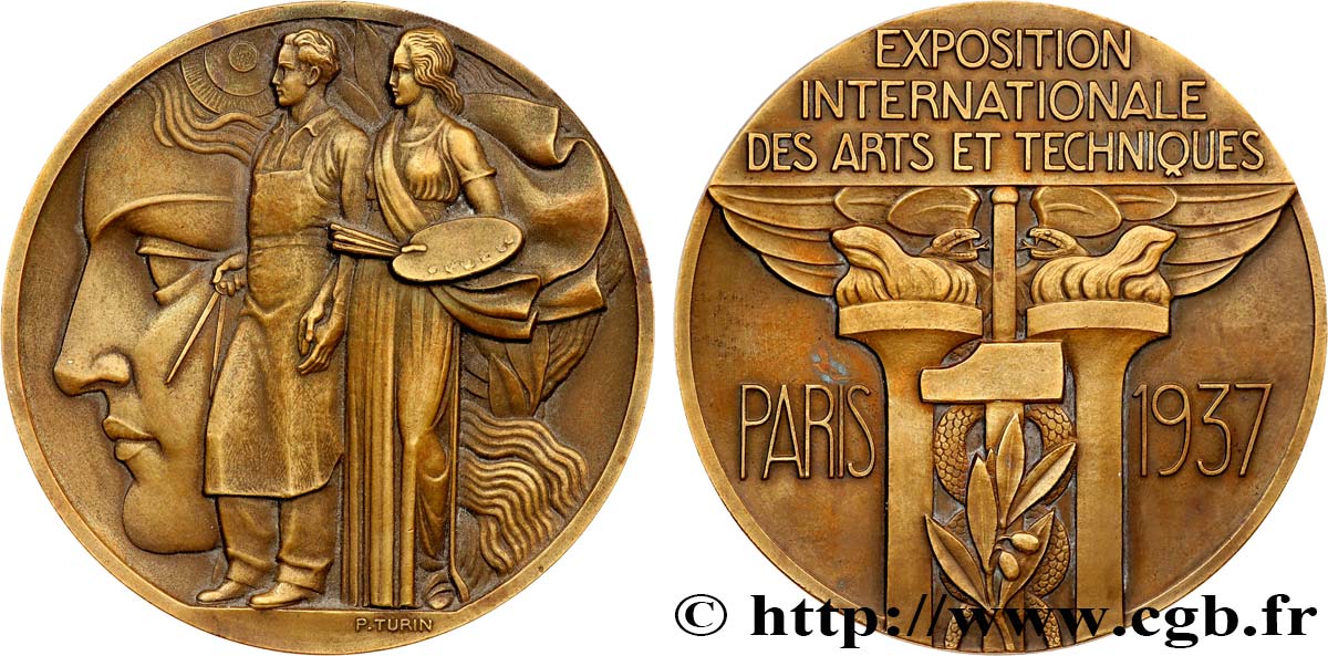 EXPOSITION UNIVERSELLE DE 1937 Médaille, Exposition Internationale  Arts et Techniques  fVZ
