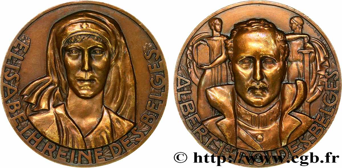 BÉLGICA - REINO DE BÉLGICA - ALBERTO I Médaille, Albert et Elisabeth, roi et reine des belges MBC+