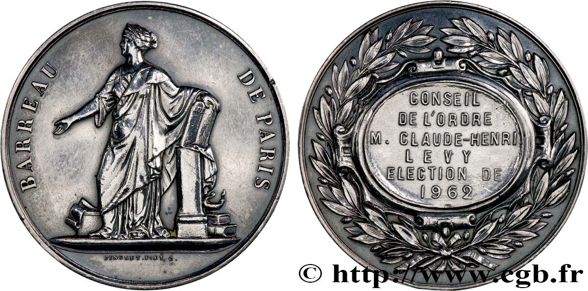 DROIT ET JURIDIQUE Médaille, Barreau de Paris - Élection au Conseil de l’Ordre TTB+