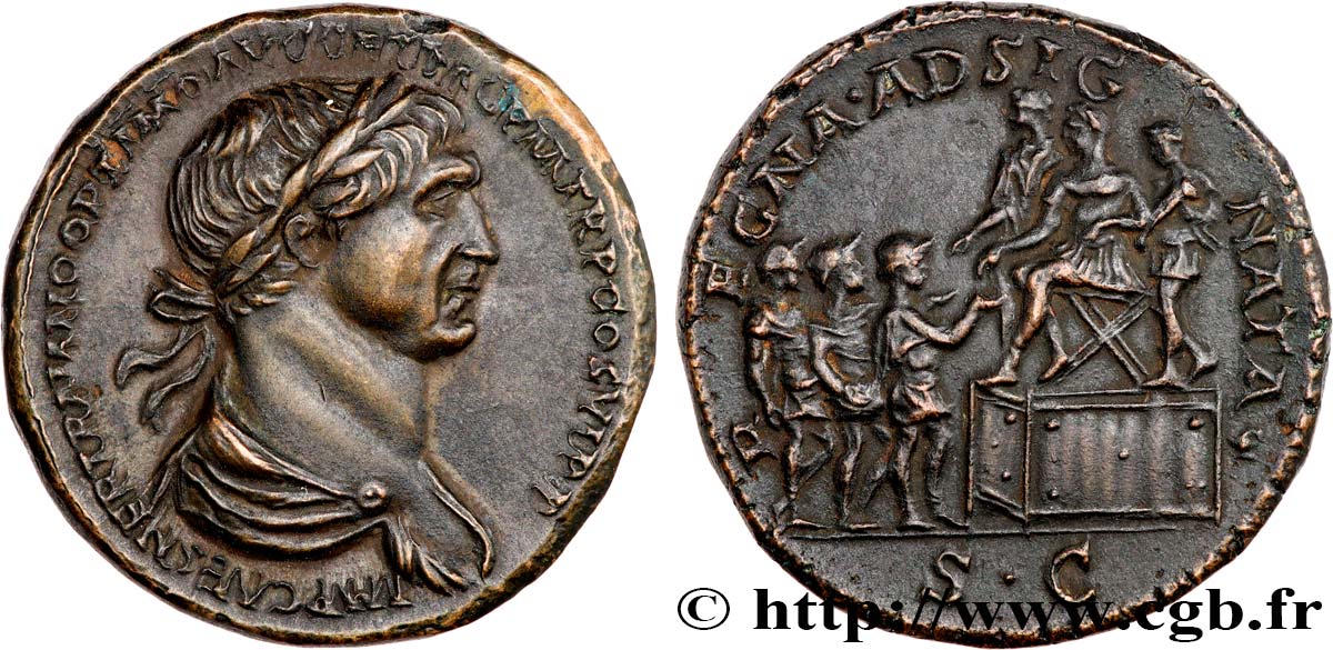 TRAJAN FAUX Sesterce (Padouan) / COUNTERFEIT SESTERTIUS SUP/TTB+