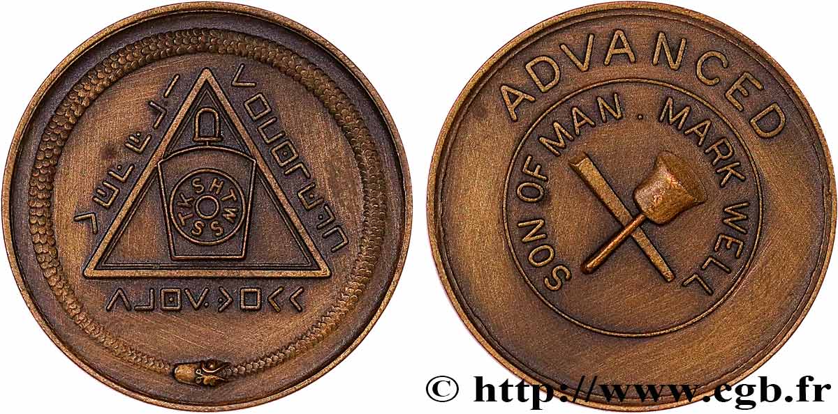 FREEMASONRY Médaille, Son of man, Mark Well XF