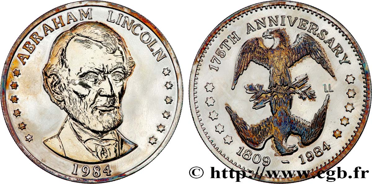 UNITED STATES OF AMERICA Médaille, Abraham Lincoln, 175e anniversaire AU