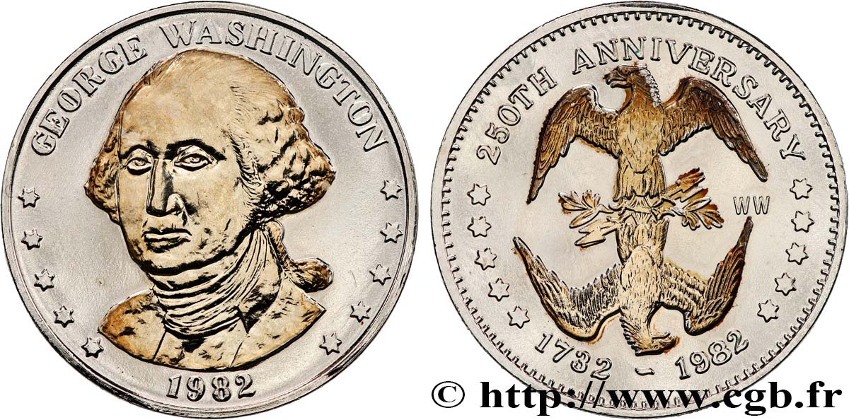 ÉTATS-UNIS D AMÉRIQUE Médaille, George Washington, 250e anniversaire TTB+