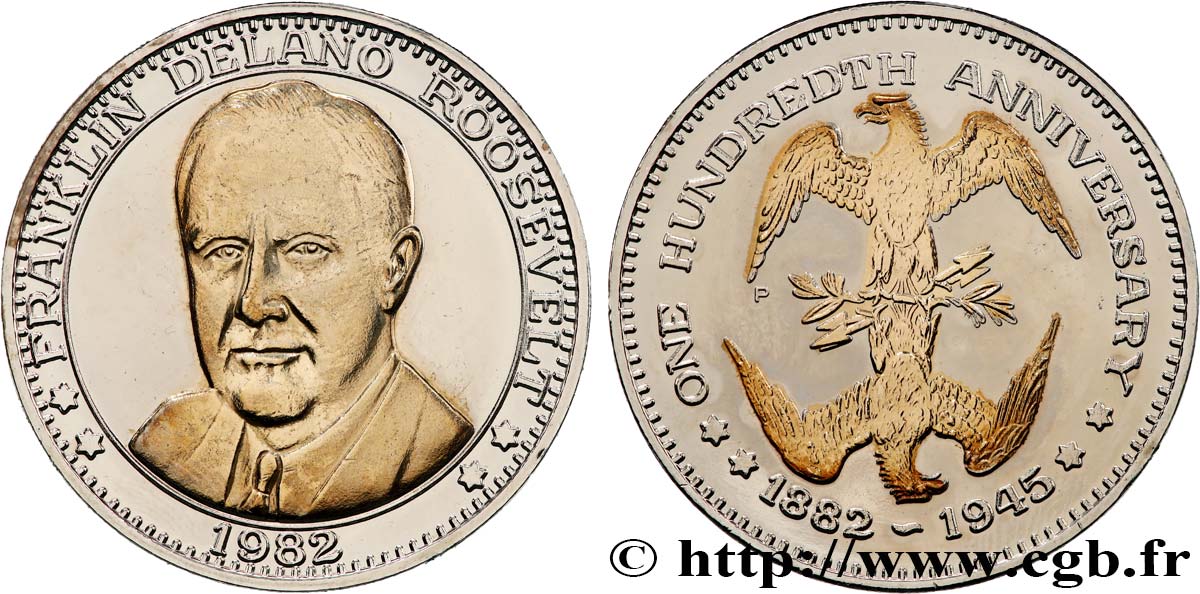 ÉTATS-UNIS D AMÉRIQUE Médaille, Franklin Delano Roosevelt, 100e anniversaire TTB+