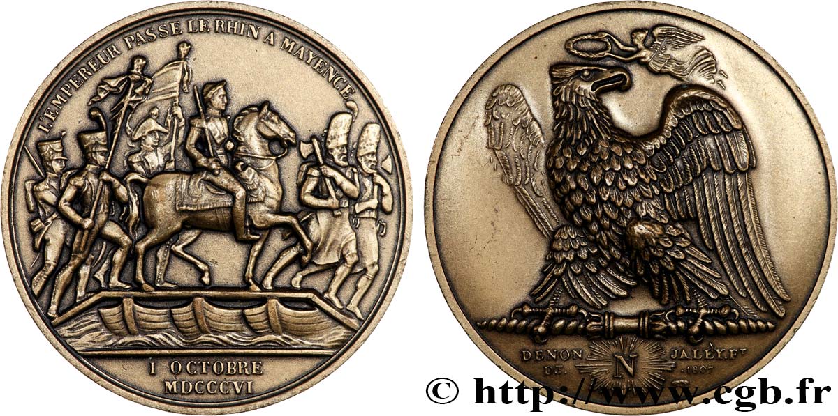 NAPOLEON&nbsp;S EMPIRE Médaille, Passage du Rhin à Mayence, refrappe AU