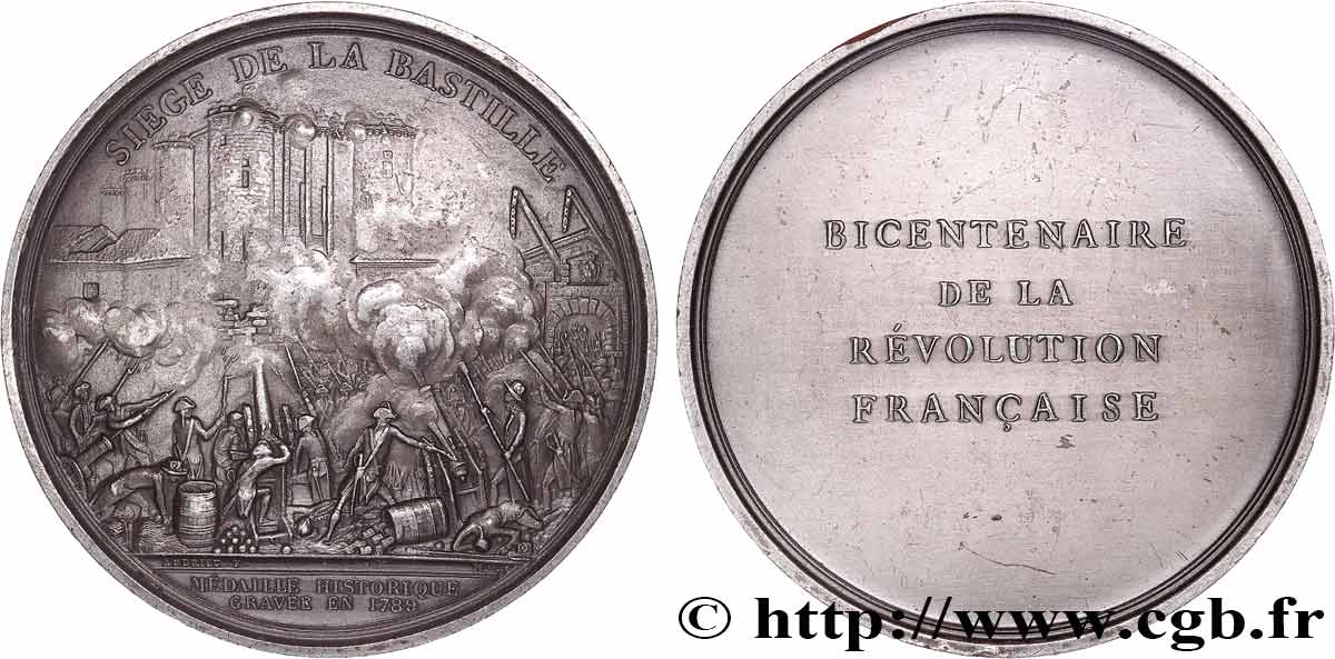 V REPUBLIC Médaille, Bicentenaire de la Révolution, Siège de la Bastille XF