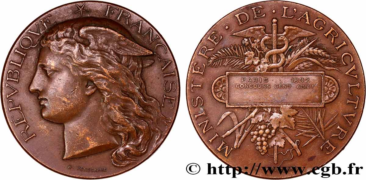 III REPUBLIC Médaille, Concours agricole XF