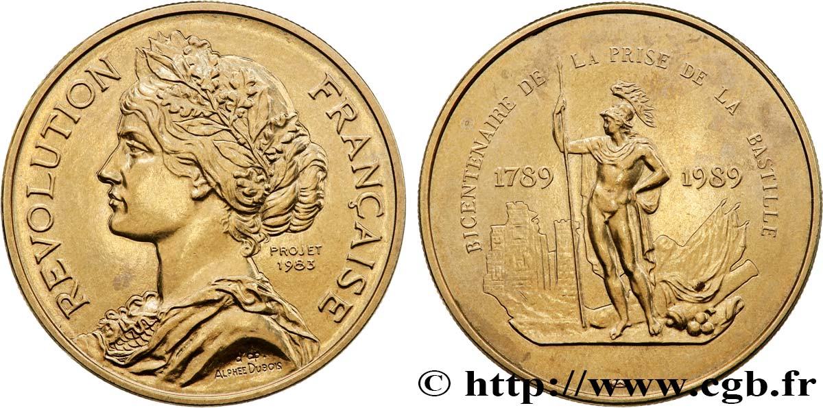 CINQUIÈME RÉPUBLIQUE Médaille, Bicentenaire de la prise de la Bastille SUP