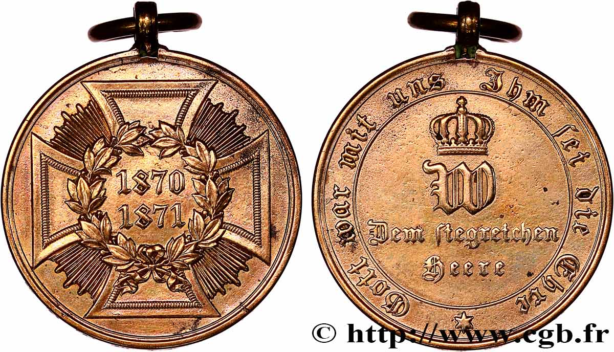 GERMANY - KINGDOM OF PRUSSIA - WILLIAM I Médaille commémorative, Guerre de 1870-1871 XF