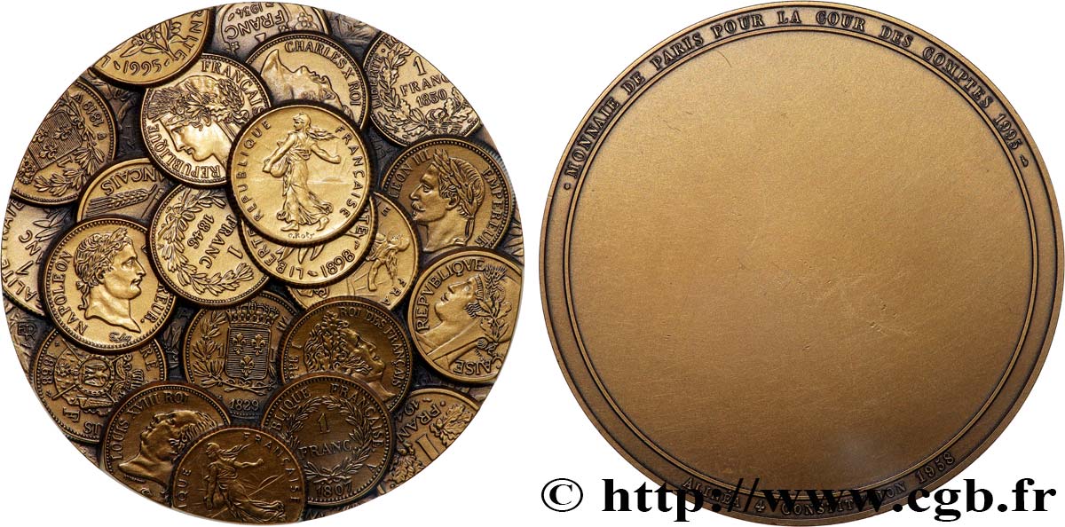 V REPUBLIC Médaille, Monnaie de Paris pour la cour des comptes AU