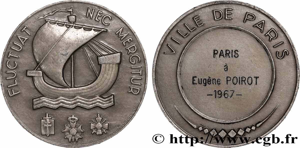V REPUBLIC Médaille de la Ville de Paris, Fluctuac Nec Mergitur AU