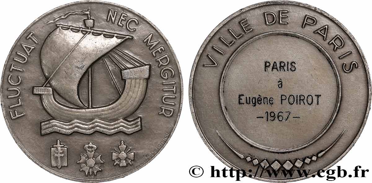 CINQUIÈME RÉPUBLIQUE Médaille de la Ville de Paris, Fluctuac Nec Mergitur TTB+