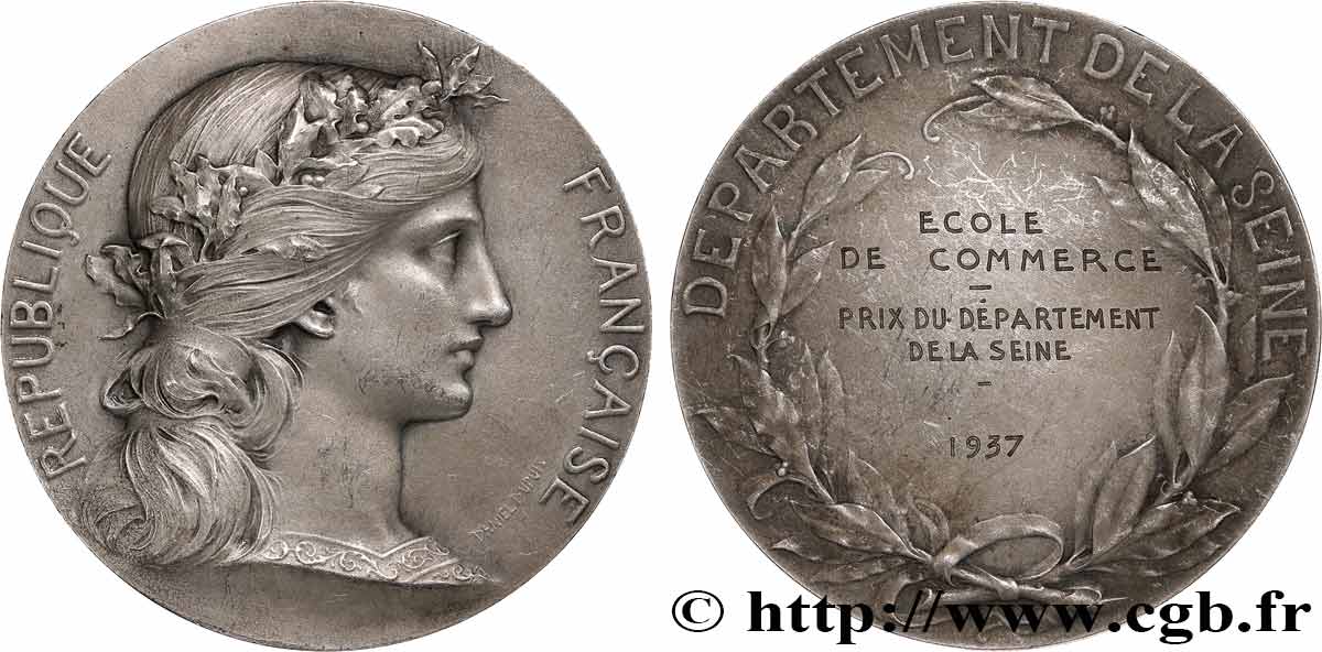 TIR ET ARQUEBUSE Médaille, Prix du département de la Seine, Ecole de commerce fVZ