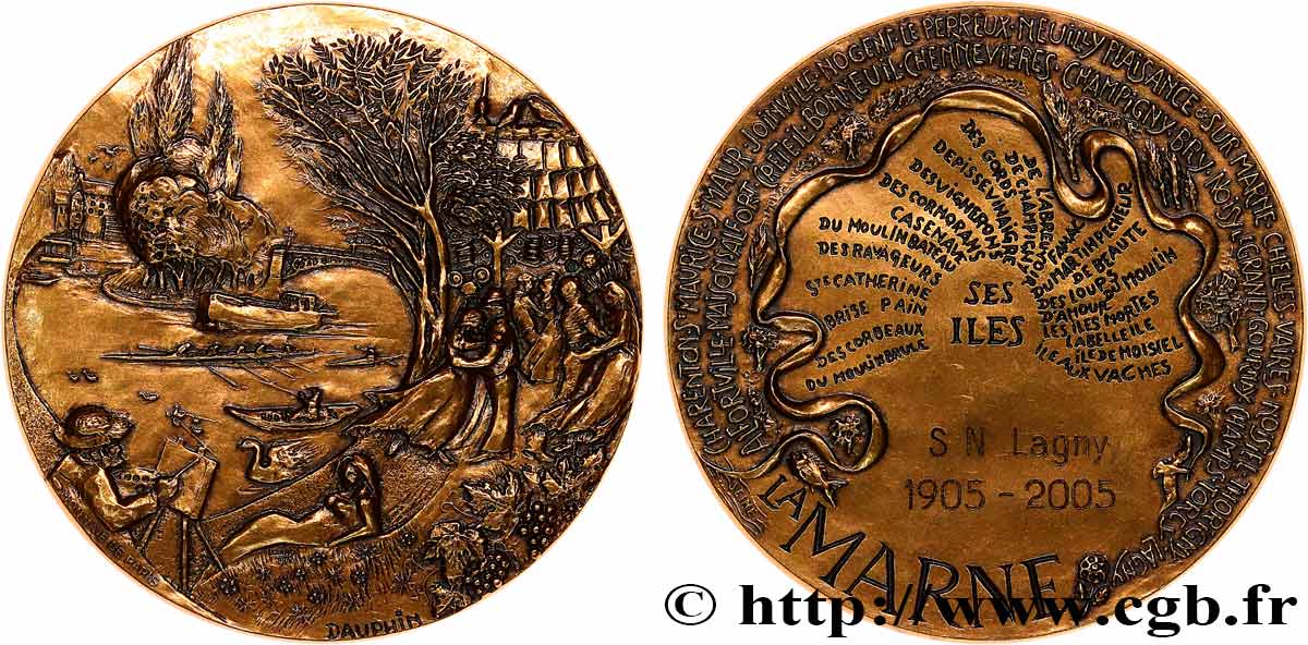 CINQUIÈME RÉPUBLIQUE Médaille, La Marne et ses îles TTB+