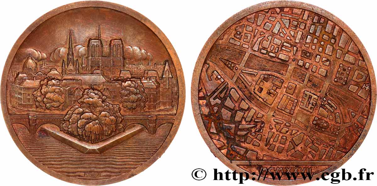 VIERTE FRANZOSISCHE REPUBLIK Médaille, Paris et l’île de la Cité par Pierre Turin fVZ