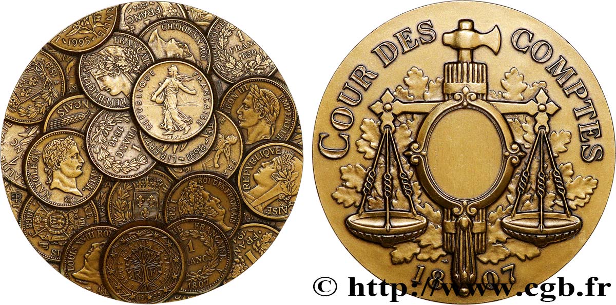 CINQUIÈME RÉPUBLIQUE Médaille, Monnaie de Paris pour la cour des comptes TTB+
