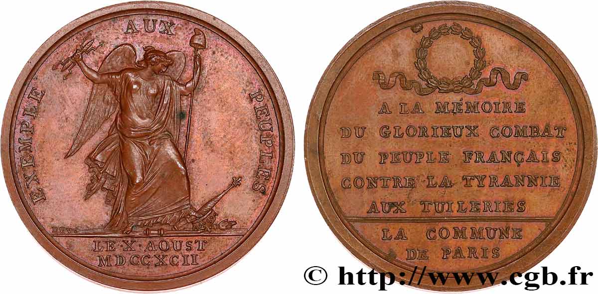 NATIONALKONVENT Médaille en mémoire du combat des Tuileries du 10 août VZ