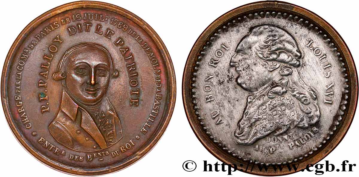 LA CONVENTION Médaille de Palloy, patriote Palloy et au bon Roi Louis XVI TTB+/TTB