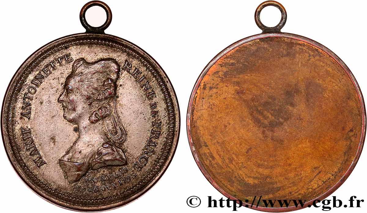 MARIE-ANTOINETTE, REINE DE FRANCE Médaille, commémoration de la mort de Marie-Antoinette, tirage uniface AU