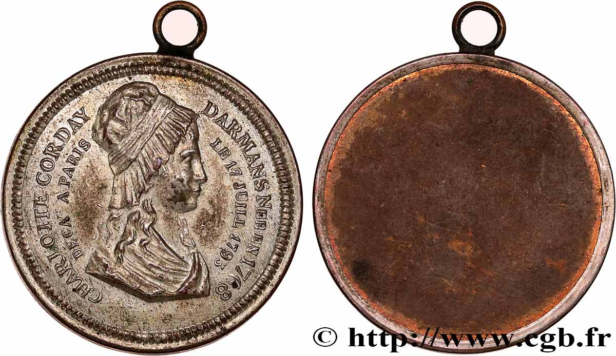 MARIE-ANTOINETTE, QUEEN OF FRANCE Médaille, commémoration de la mort de Charlotte Corday Darmans, tirage uniface AU