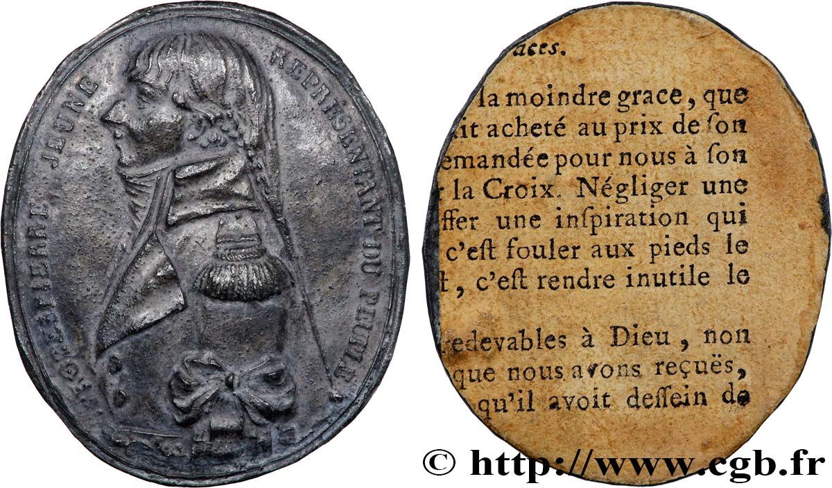 LA CONVENTION Médaille, Maximilien Robespierre, tirage uniface de l’avers TTB+