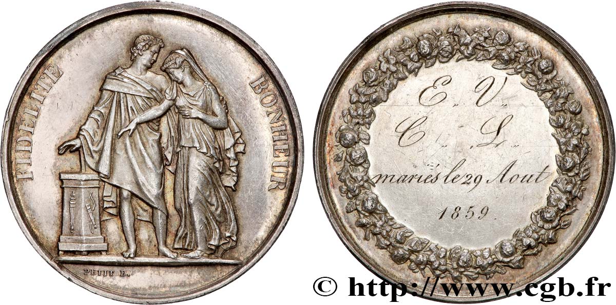 AMOUR ET MARIAGE Médaille de mariage, Fidélité et Bonheur SPL