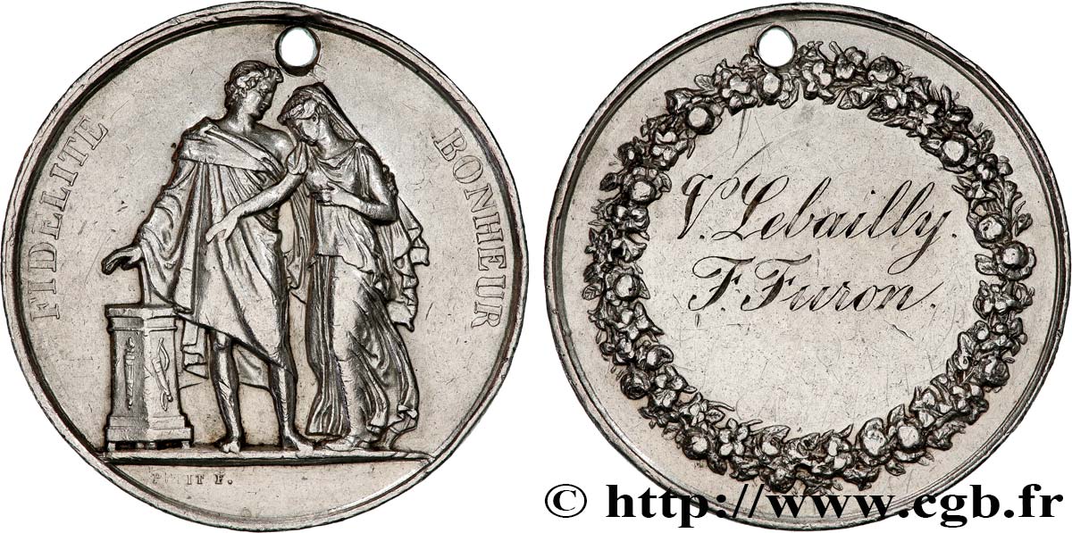 AMOUR ET MARIAGE Médaille de mariage, Fidélité et Bonheur BB