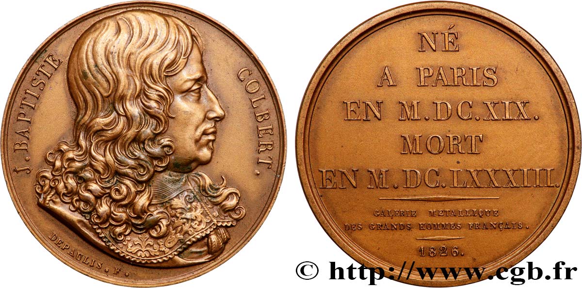 GALERIE MÉTALLIQUE DES GRANDS HOMMES FRANÇAIS Médaille, Jean-Baptiste Colbert, refrappe SUP