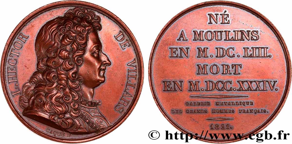 METALLIC GALLERY OF THE GREAT MEN FRENCH Médaille, Claude-Louis-Hector de Villars AU