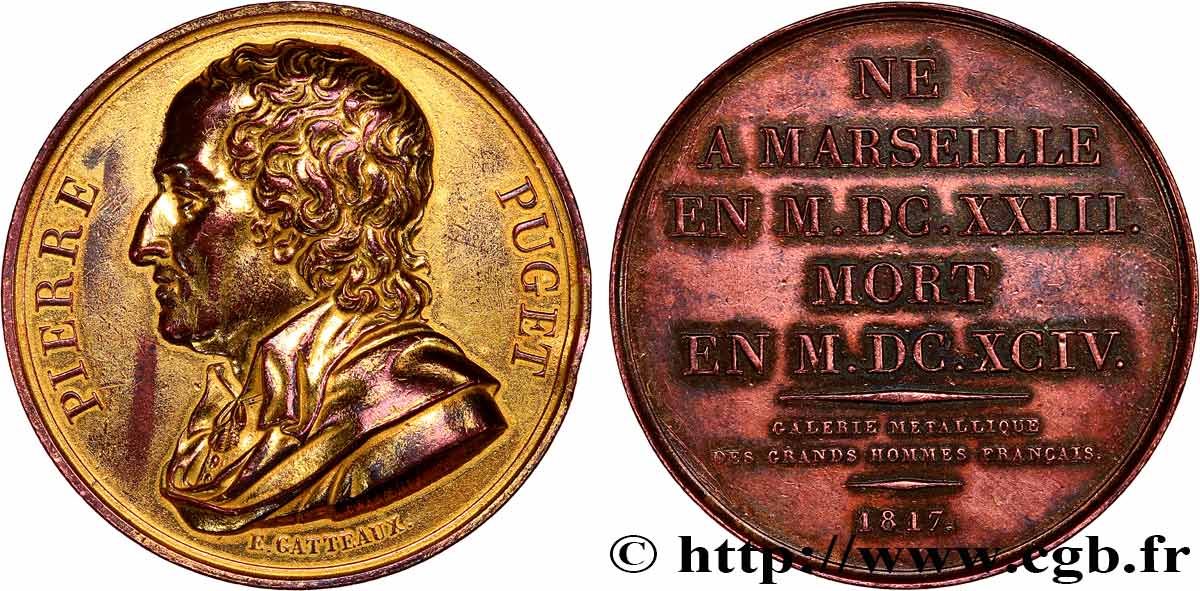 GALERIE MÉTALLIQUE DES GRANDS HOMMES FRANÇAIS Médaille, Pierre Puget TTB