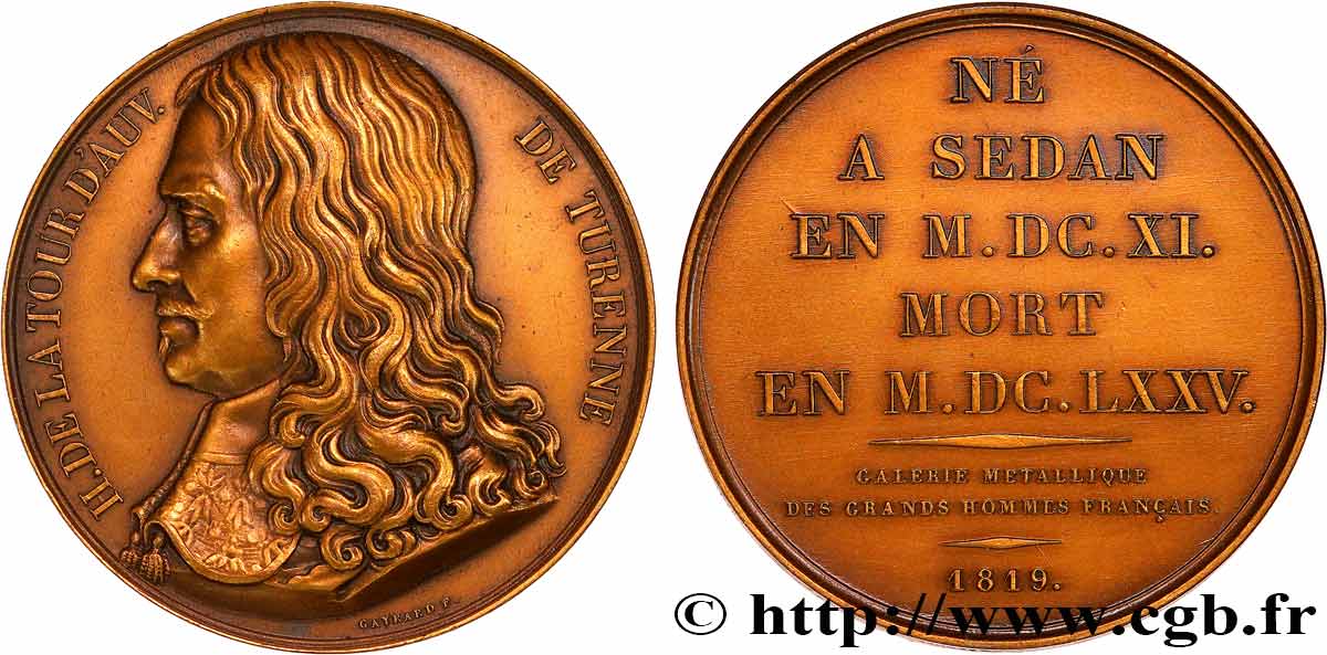 GALERIE MÉTALLIQUE DES GRANDS HOMMES FRANÇAIS Médaille, Henri de la Tour d’Auvergne, Vicomte de Turenne, refrappe SUP