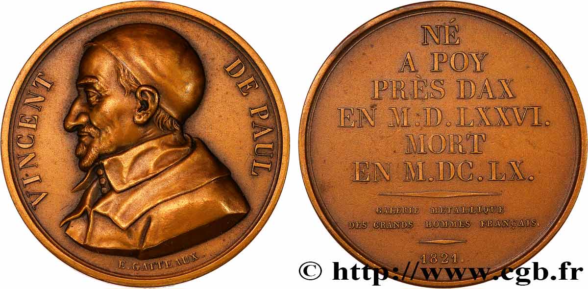 GALERIE MÉTALLIQUE DES GRANDS HOMMES FRANÇAIS Médaille, Saint-Vincent-de-Paul, refrappe SUP