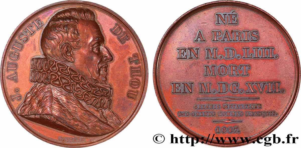 GALERIE MÉTALLIQUE DES GRANDS HOMMES FRANÇAIS Médaille, Jacques Auguste de Thou q.SPL