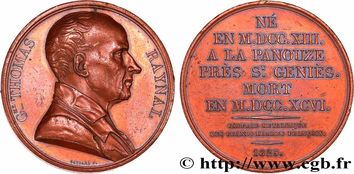 GALERIE MÉTALLIQUE DES GRANDS HOMMES FRANÇAIS Médaille, Guillaume-Thomas Raynal TTB
