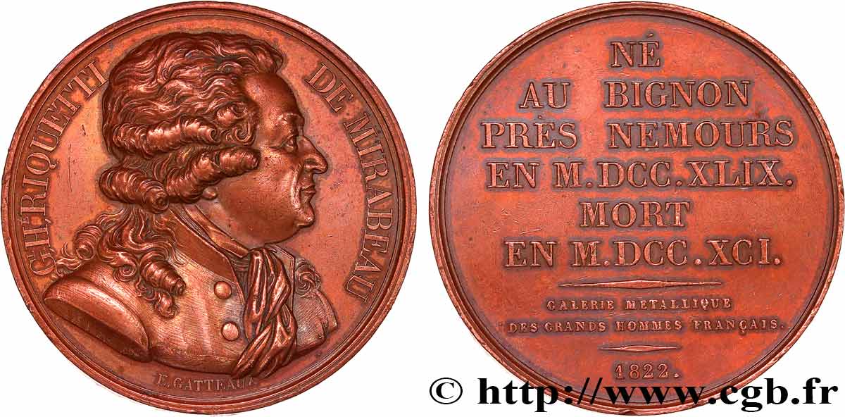 GALERIE MÉTALLIQUE DES GRANDS HOMMES FRANÇAIS Médaille, Honoré-Gabriel Riqueti de Mirabeau TTB+/TTB