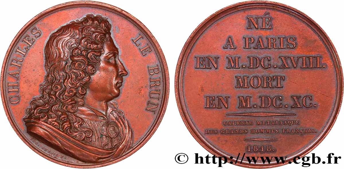 METALLIC GALLERY OF THE GREAT MEN FRENCH Médaille, Charles le Brun AU