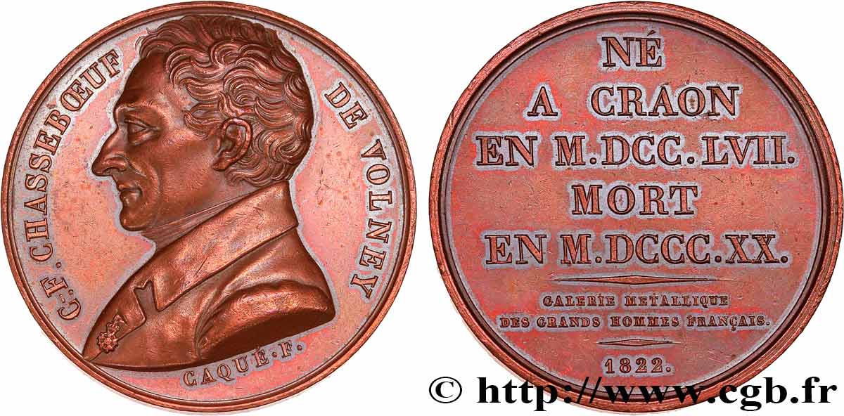 GALERIE MÉTALLIQUE DES GRANDS HOMMES FRANÇAIS Médaille, Constantin-François Chassebœuf de La Giraudais, comte Volney TTB+