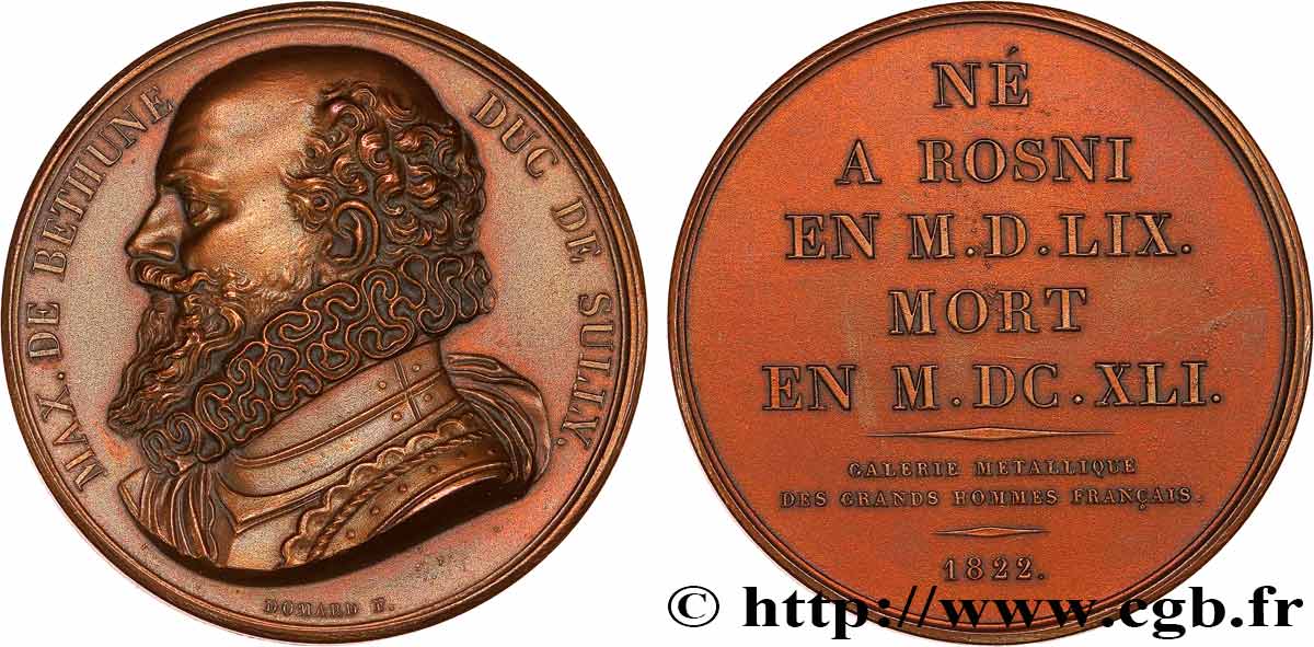 GALERIE MÉTALLIQUE DES GRANDS HOMMES FRANÇAIS Médaille, Maximilien de Béthune, duc de Sully, refrappe AU