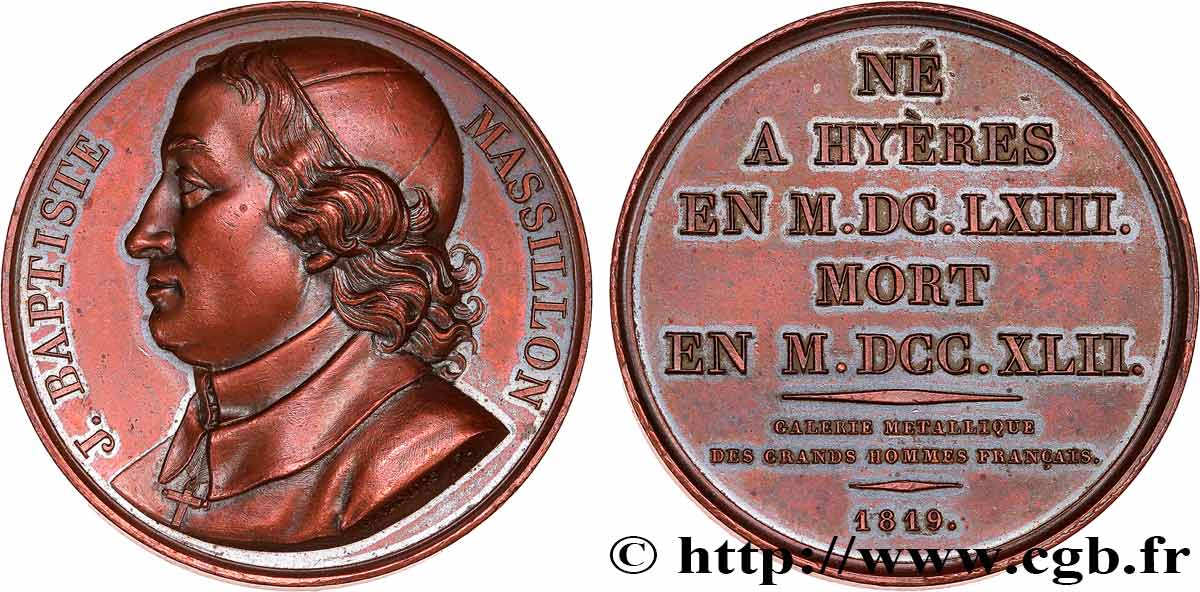 GALERIE MÉTALLIQUE DES GRANDS HOMMES FRANÇAIS Médaille, Jean-Baptiste Massillon fVZ