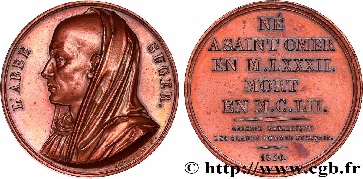 GALERIE MÉTALLIQUE DES GRANDS HOMMES FRANÇAIS Médaille, Suger TTB+