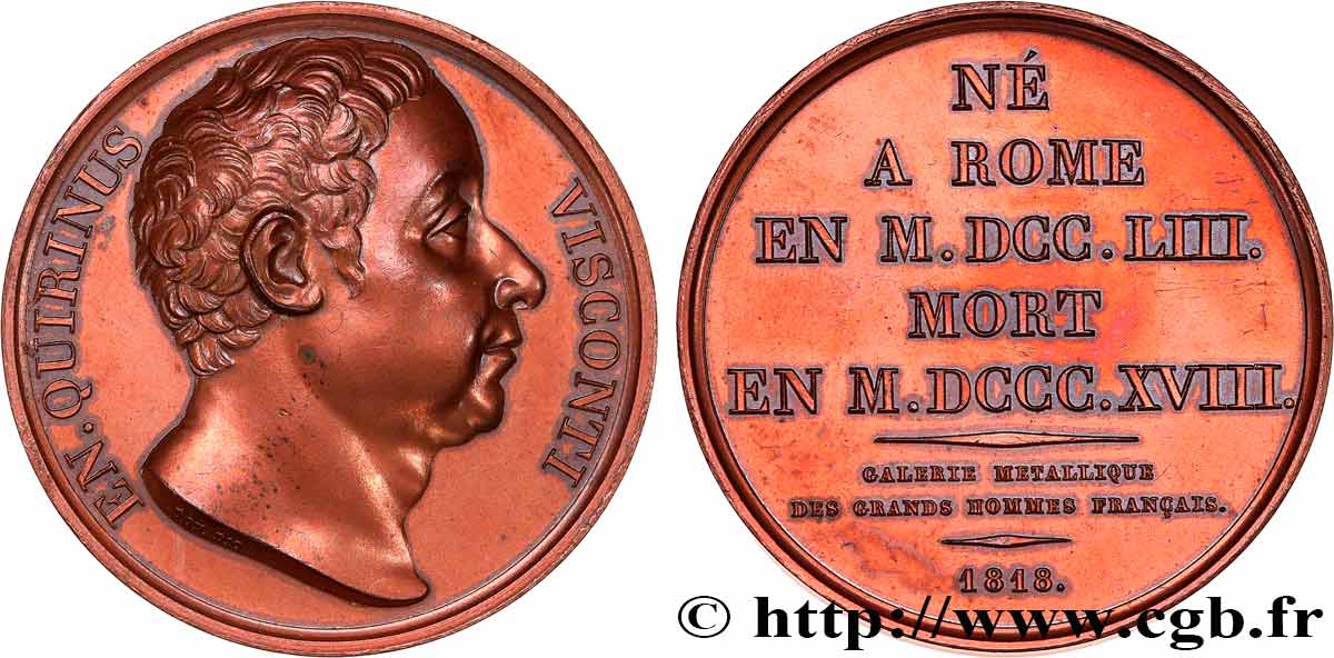GALERIE MÉTALLIQUE DES GRANDS HOMMES FRANÇAIS Médaille, Ennius Quirinus Visconti AU